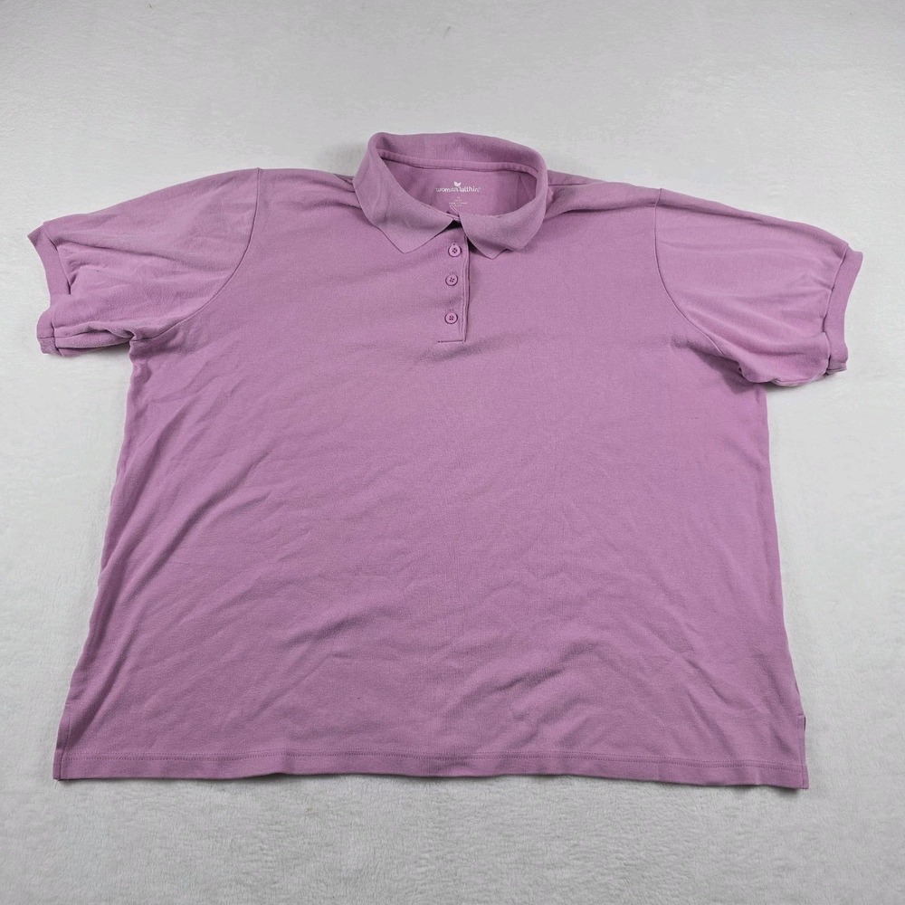 Woman Within Womens Plus Size 1X 22/24 Purple Short Sleeve Cotton Polo Shirt
